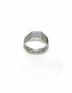 Outlet Anillo solitario con diamante oro blanco 18k - T.18 Anillos Con Brillantes|Anillos De Oro