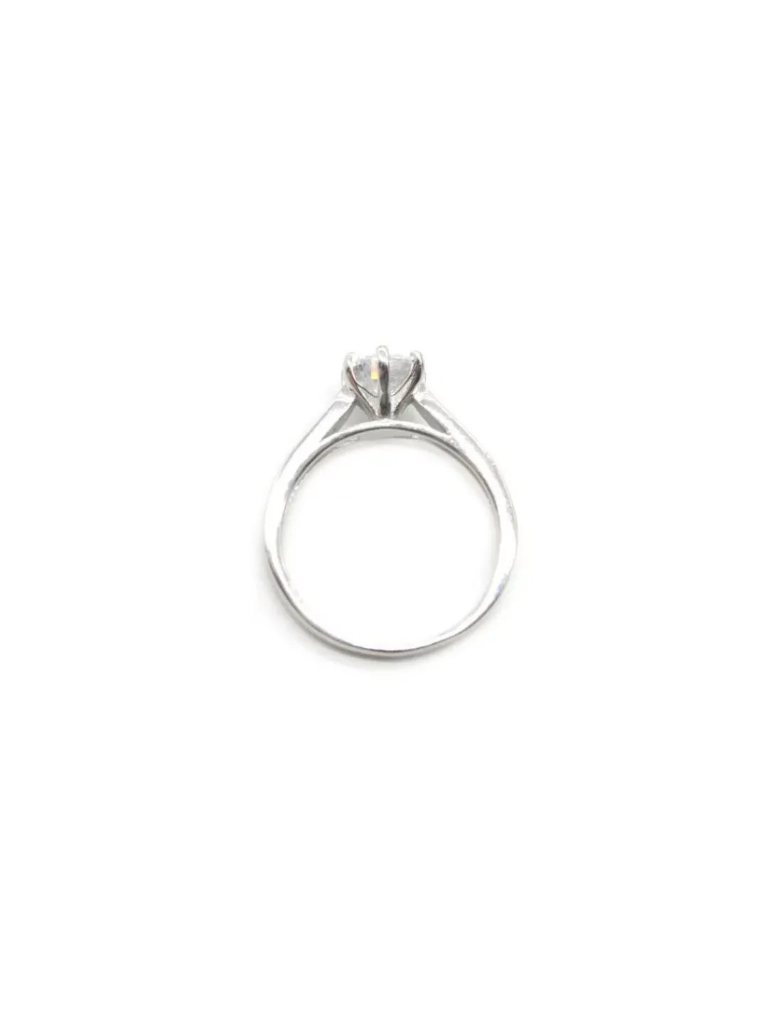 Best Sale Anillo solitario en 6 garras y circonitas laterales Plata de Ley - T.14 Anillos De Plata|Anillos