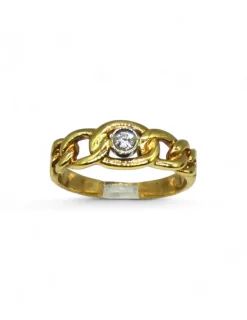 Shop Anillo solitario eslabones y diamante oro 18k - T. 15 Anillos Con Brillantes|Anillos De Oro