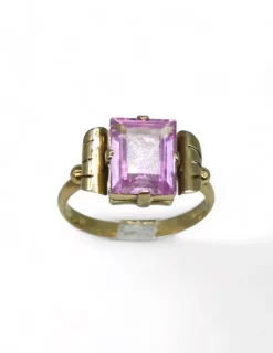 Cheap Anillo tallaje antiguo piedra cuadrada lila oro 18k - T. 16 Anillos De Oro|Anillos