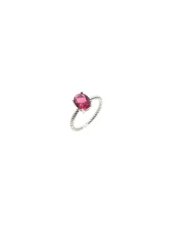 Best Sale Anillo trenzado con circonita ovalada 4 garras rojo rubí Anillos De Plata|Anillos