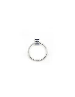 Hot Anillo trenzado con circonita ovalada 4 garras azul zafiro Anillos De Plata|Anillos