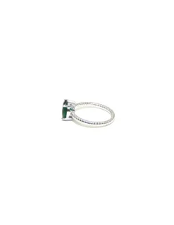 Store Anillo trenzado con circonita ovalada 4 garras verde esmeralda Anillos De Plata|Anillos