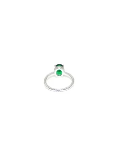 Store Anillo trenzado con circonita ovalada 4 garras verde esmeralda Anillos De Plata|Anillos