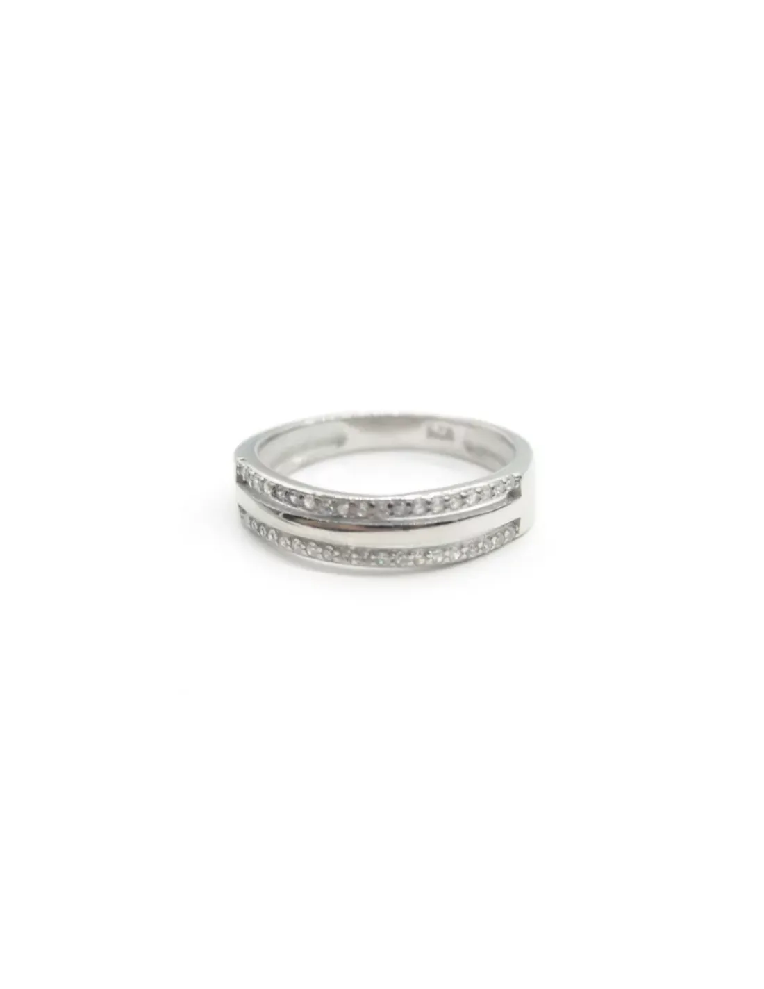 Flash Sale Anillo tres bandas, circonitas-lisa-circonitas plata 925 rodio Anillos De Plata|Anillos
