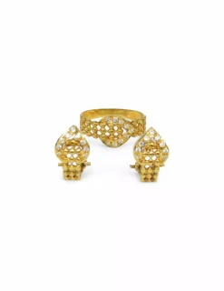 New Anillo tres filas bolitas con motivo circonitas oro 18k - T.16 Anillos De Oro|Anillos
