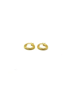 Flash Sale Argollas rizadas plata dorada - 16 mm Aros De Plata