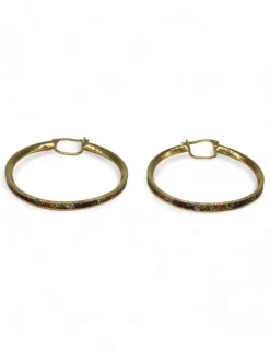 New Aros piedras multicolor oro 18k Aros De Oro
