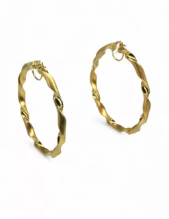 Sale Aros rizados brillo y mate oro 18k Aros De Oro