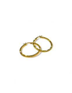 Clearance Aros tubo cuadrado tallado plata 925 chapada oro - 2x29mm Aros De Plata