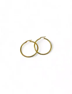 New Aros tubo plata 925 chapada oro - 2x34mm cierre omega Aros De Plata