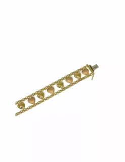 Cheap Brazalete corazones oro bicolor 18k - 16.5cm Pulseras De Plata|Pulseras De Oro
