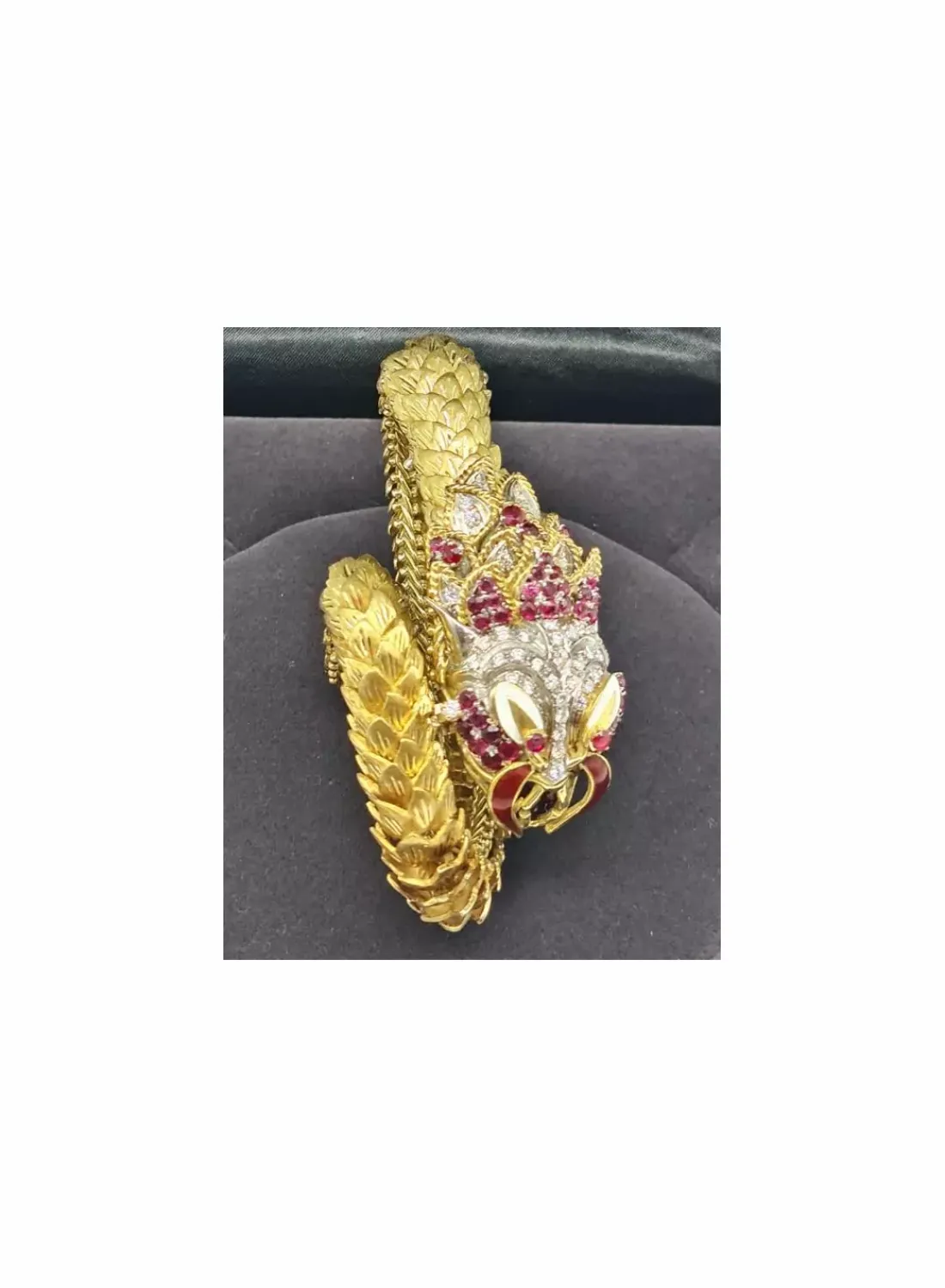Online Brazalete dragón con rubíes y diamantes oro 18k Pulseras Con Brillantes|Pulseras De Plata