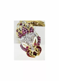 Online Brazalete dragón con rubíes y diamantes oro 18k Pulseras Con Brillantes|Pulseras De Plata