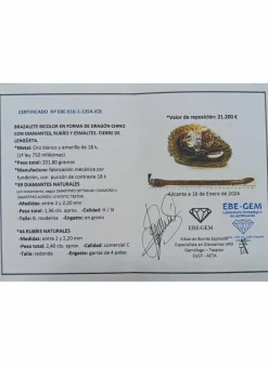 Online Brazalete dragón con rubíes y diamantes oro 18k Pulseras Con Brillantes|Pulseras De Plata