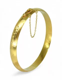 Flash Sale Caña labrada con cadena de seguridad oro 18k - 6cm Cañas|Pulseras De Oro