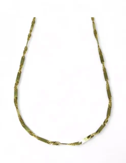 Shop Cadena eslabón Singapur y barra oro 18k - 50cm Gargantillas De Oro|Cadenas De Oro