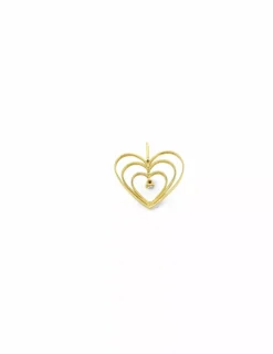 Clearance Colgante 3 corazones calados con rubí oro 18k Colgante De Corazones