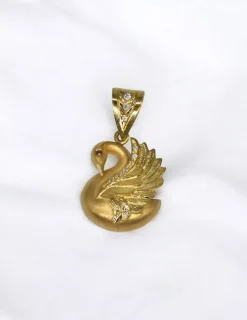 Sale Colgante cisne mate brillo y circonitas oro 18k Colgante De Animales