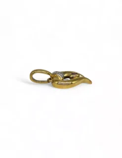 Outlet Colgante corazón bicolor piedra rosa oro 18k Colgante De Corazones