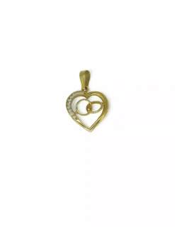 Best Sale Colgante corazón doble alianza circonitas oro 18k Colgante De Corazones