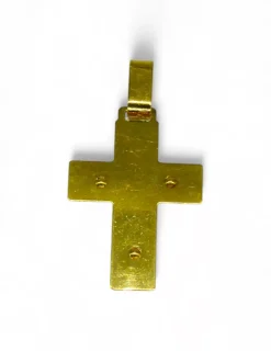Cheap Colgante cruz plana cuadrada con cristo oro bicolor 18k Crucifijo