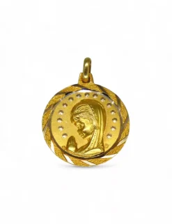 New Colgante medalla Virgen niña labrado espiga oro18k - 2.30cm Medalla De La Virgen