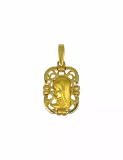 New Colgante medalla virgen niña oro 18k - 3,20cm Medalla De La Virgen