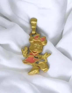 Discount Colgante MINNIE Mouse esmalte rosa oro 18k Medalla Para Bebé|Colgante Para Bebé Y Niños