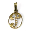 Online Colgante ovalado calado con letra P y circonitas oro 18k Colgante Con Iniciales