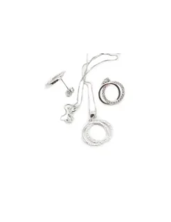 Online Conjunto gargantilla y pendientes aros entrelazados circonitas plata - 45cm Más Joyas|Gargantillas De Plata