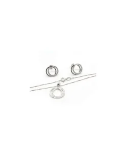 Online Conjunto gargantilla y pendientes aros entrelazados circonitas plata - 45cm Más Joyas|Gargantillas De Plata