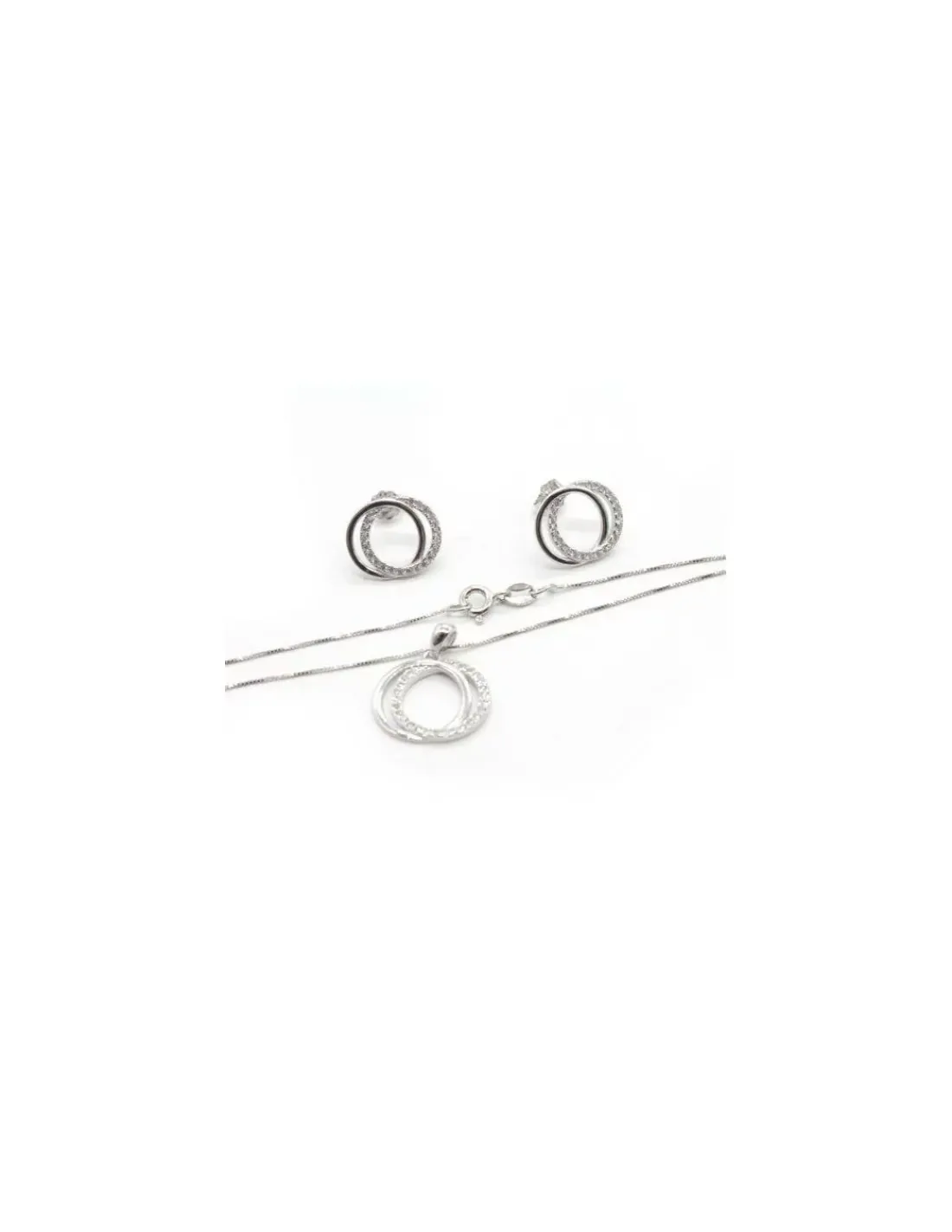 Online Conjunto gargantilla y pendientes aros entrelazados circonitas plata - 45cm Más Joyas|Gargantillas De Plata