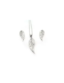 Fashion Conjunto gargantilla y pendientes alas circonitas plata 925 Gargantillas De Plata|Pendientes De Plata