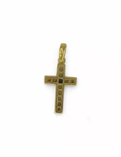 Store Crucifijo con circonitas y piedra negra oro 18k Cruces Especiales