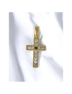 Store Crucifijo con circonitas y piedra negra oro 18k Cruces Especiales