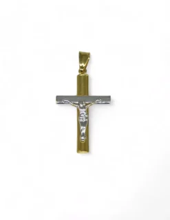 Fashion Cruz plana bicolor oro 18k Crucifijo