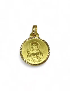 Hot Escapulario Virgen del Carmen y Sagrado corazón de Jesús oro 18k - 2cm Medalla De La Virgen|Medalla De Cristo