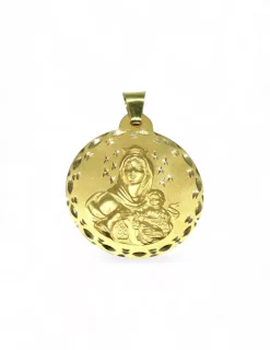 New Escapulario Virgen del Carmen y Sagrado Corazón oro 18k - 4,2cm Medalla De La Virgen|Medalla De Cristo