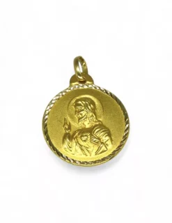 Store Escapulario Virgen del Carmen y Sagrado corazón de Jesús oro 18k - 2cm - 2,37gr Medalla De La Virgen|Medalla De Cristo