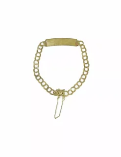 Best Sale Esclava eslabón love y placa satinada oro 18k - 20 cm Esclavas|Pulseras De Plata