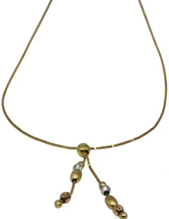 Outlet Gargantilla bolas mate y brillo oro tricolor 18k - 40cm Gargantillas De Oro|Cadenas De Oro