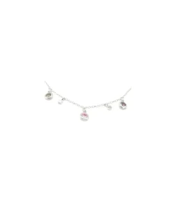Clearance Gargantilla colgantes hojas y circonitas colores Plata 925 rodio - 40 cm Gargantillas De Plata