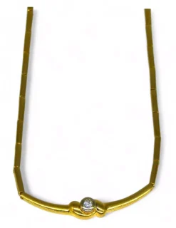 New Gargantilla con brillante chatón oro 18k - 36cm Cadenas Con Brillantes|Gargantillas De Oro