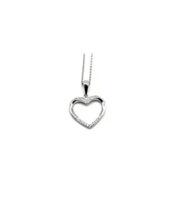 Best Sale Gargantilla con colgante silueta corazón con circonitas plata - 45 cm Gargantillas De Plata|Colgante De Corazones