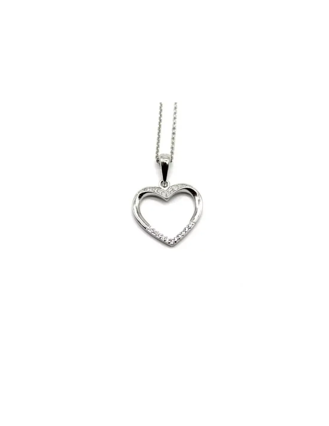 Best Sale Gargantilla con colgante silueta corazón con circonitas plata - 45 cm Gargantillas De Plata|Colgante De Corazones