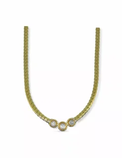 Cheap Gargantilla con tres diamantes chatón oro 18k - 40cm Cadenas Con Brillantes|Gargantillas De Oro