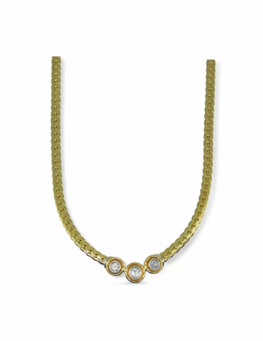 Cheap Gargantilla con tres diamantes chatón oro 18k - 40cm Cadenas Con Brillantes|Gargantillas De Oro