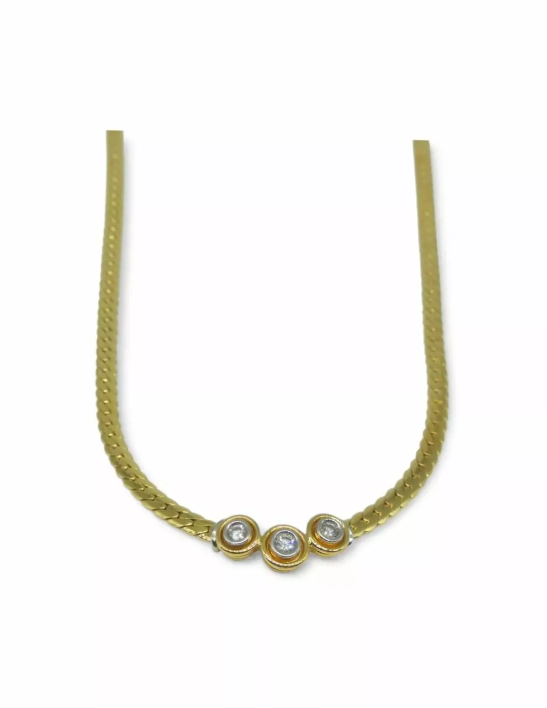 Cheap Gargantilla con tres diamantes chatón oro 18k - 40cm Cadenas Con Brillantes|Gargantillas De Oro