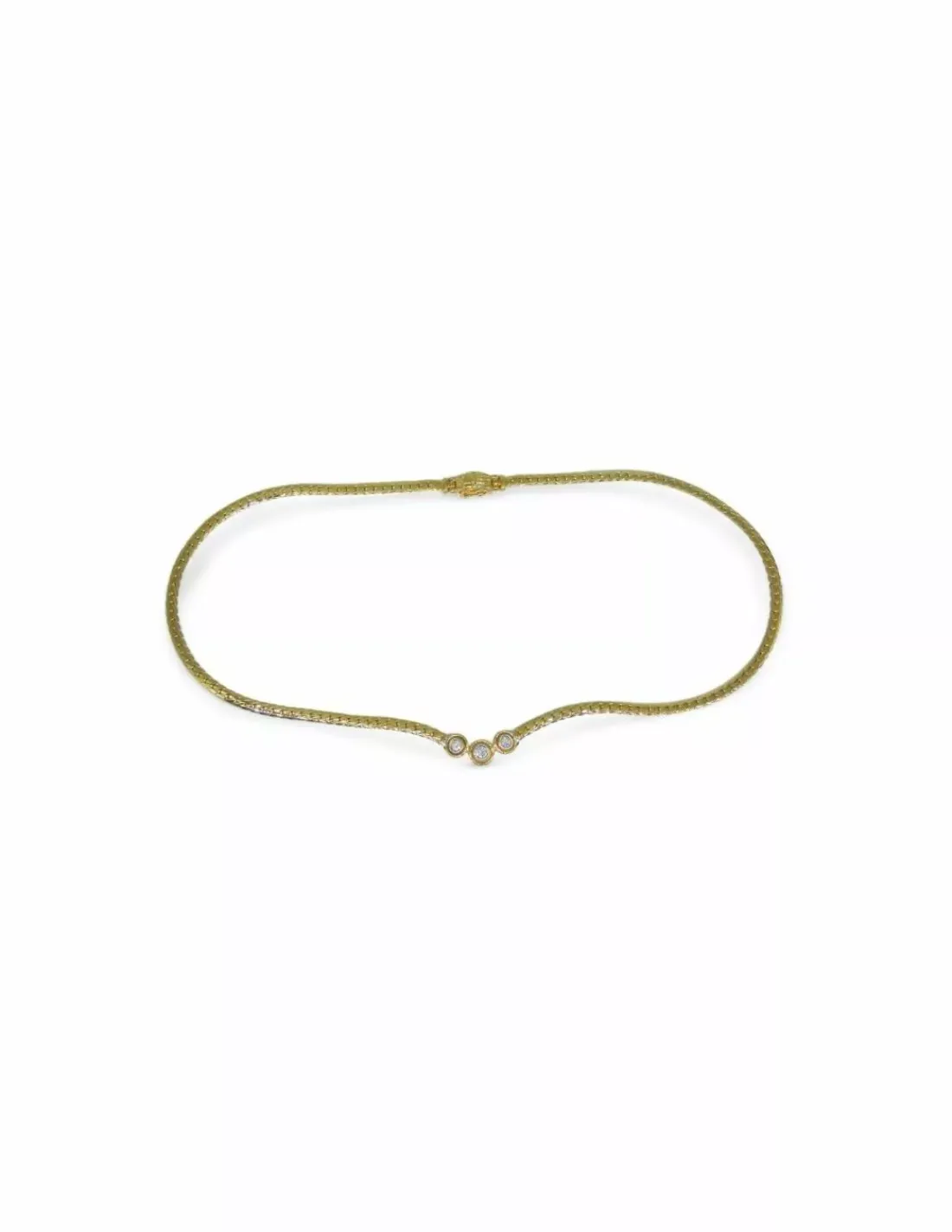 Cheap Gargantilla con tres diamantes chatón oro 18k - 40cm Cadenas Con Brillantes|Gargantillas De Oro